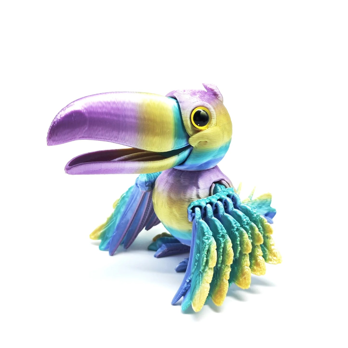 3D Printing Open-billed Parrot Toy Creative Fun Wings Fully Joints Movable Toy Model Simulation Bird Desktop Ornaments Gift