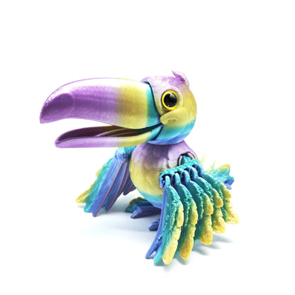 3D Printing Open-billed Parrot Toy Creative Fun Wings Fully Joints Movable Toy Model Simulation Bird Desktop Ornaments Gift