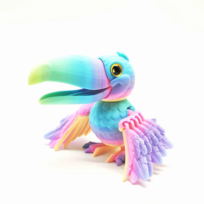 3D Printing Open-billed Parrot Toy Creative Fun Wings Fully Joints Movable Toy Model Simulation Bird Desktop Ornaments Gift