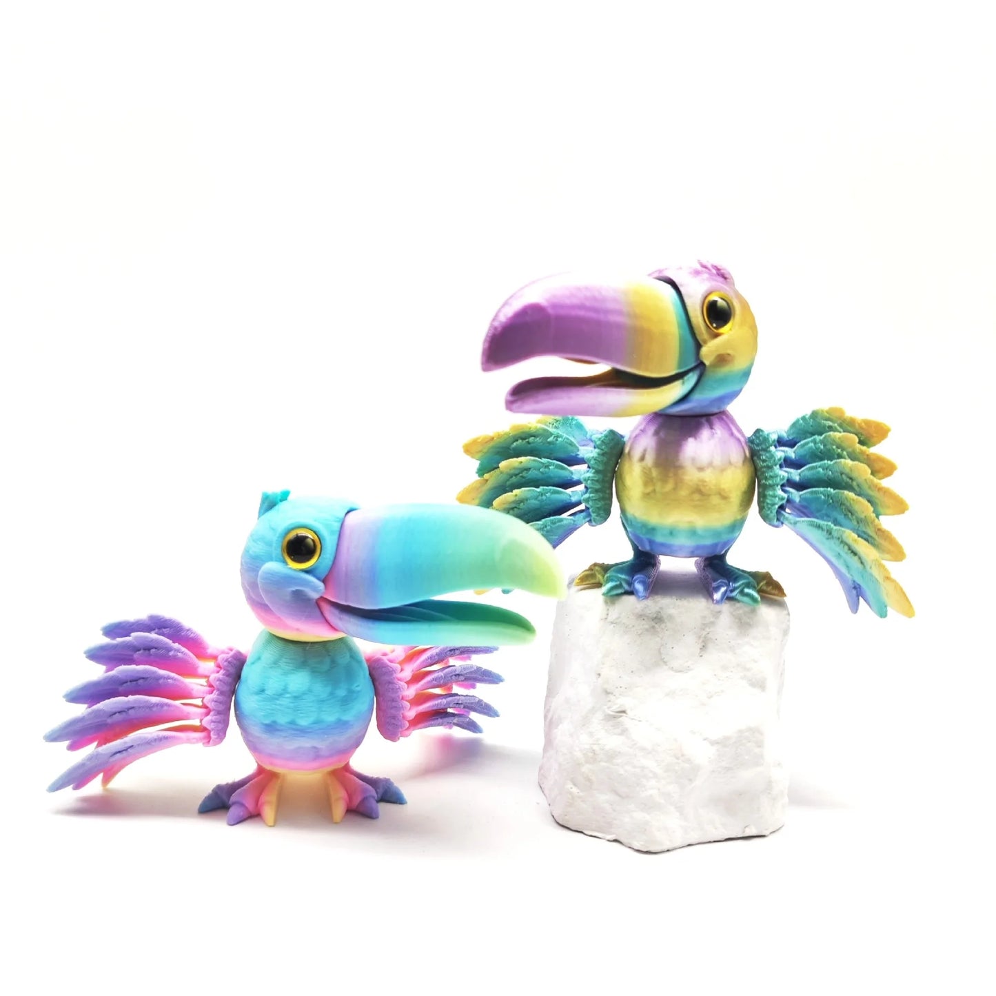 3D Printing Open-billed Parrot Toy Creative Fun Wings Fully Joints Movable Toy Model Simulation Bird Desktop Ornaments Gift