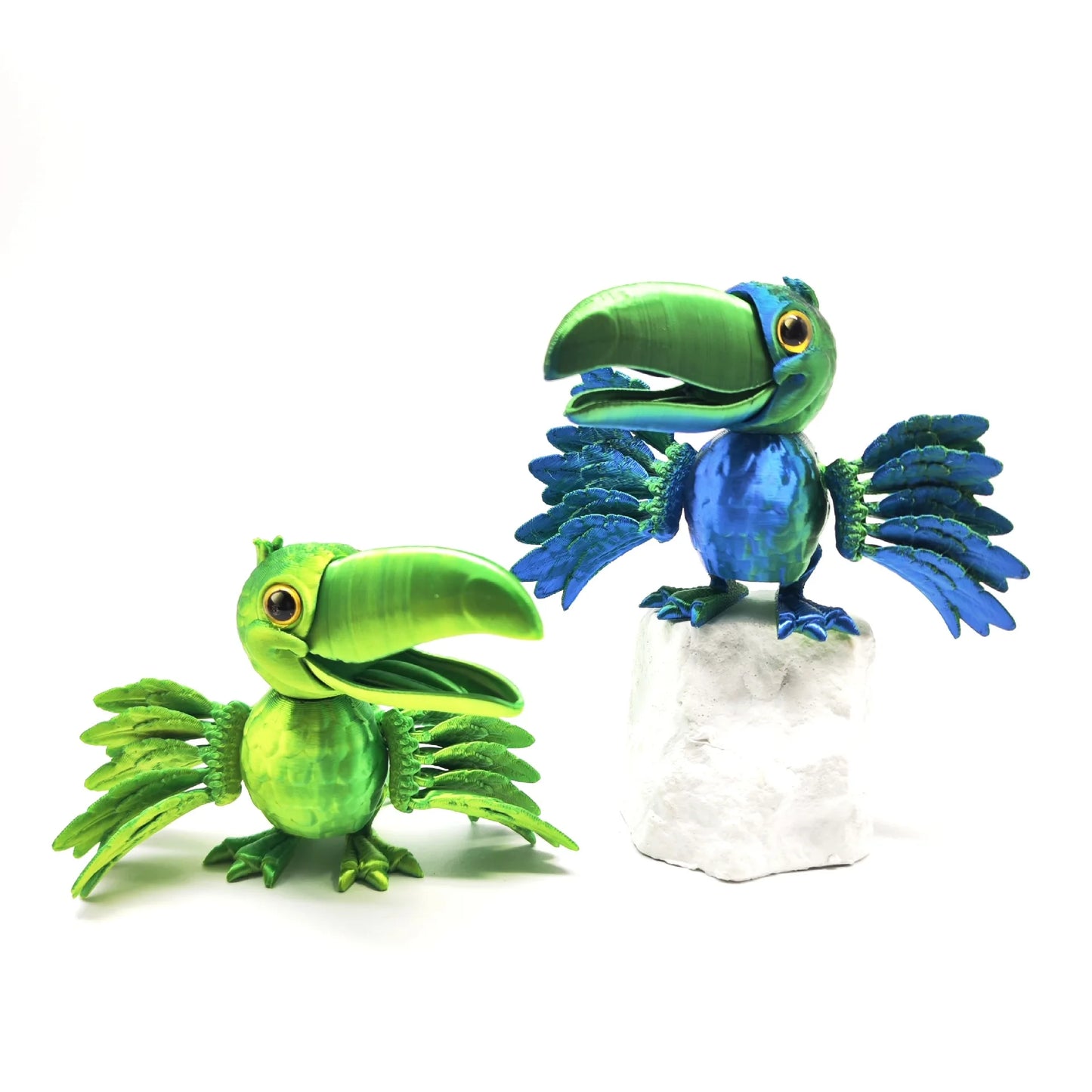 3D Printing Open-billed Parrot Toy Creative Fun Wings Fully Joints Movable Toy Model Simulation Bird Desktop Ornaments Gift