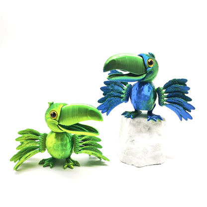 3D Printing Open-billed Parrot Toy Creative Fun Wings Fully Joints Movable Toy Model Simulation Bird Desktop Ornaments Gift