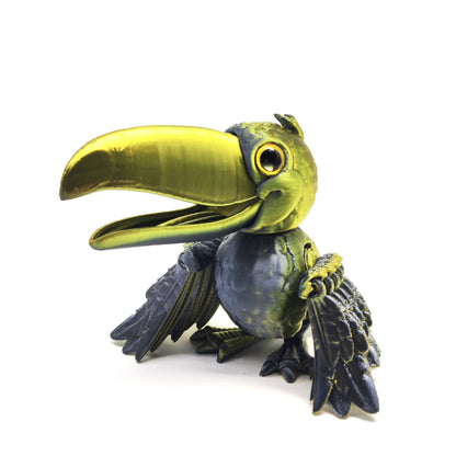 3D Printing Open-billed Parrot Toy Creative Fun Wings Fully Joints Movable Toy Model Simulation Bird Desktop Ornaments Gift