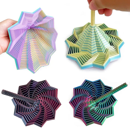 3D Printing Expanded Sensory Fidget Star Model Visual Illusion Hexagon Whirling Spiral Ornaments Stress Relief Board Game